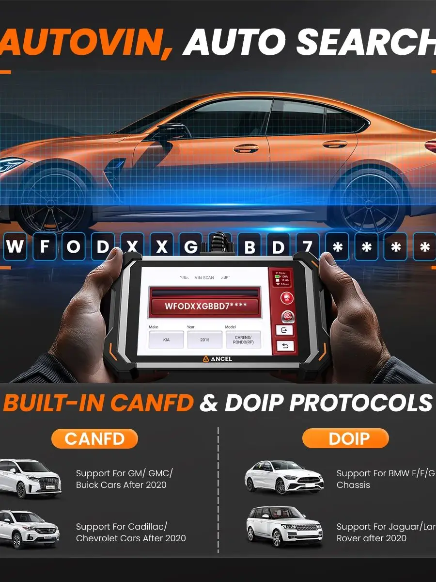 ANCEL DS600 Elite OBD2 Scanner ECU Codering Bidirectionele Volledige Systeemscan Tool 34+ Resets FCA SGW AutoAuth CANFD Scanner Gratis Gebruik - afbeelding 2