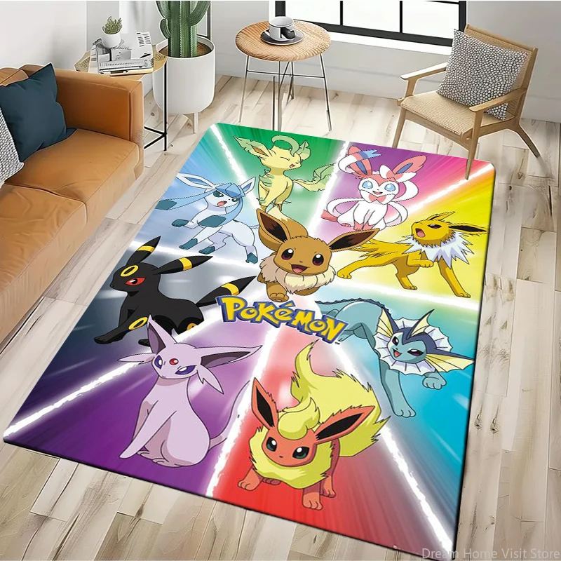 Japanese Anime Pokemon Pikachu Large Carpet Living Room Home Bedroom Decor Sofa Table Area Rug Chair Lounge Non-slip Floor Mat