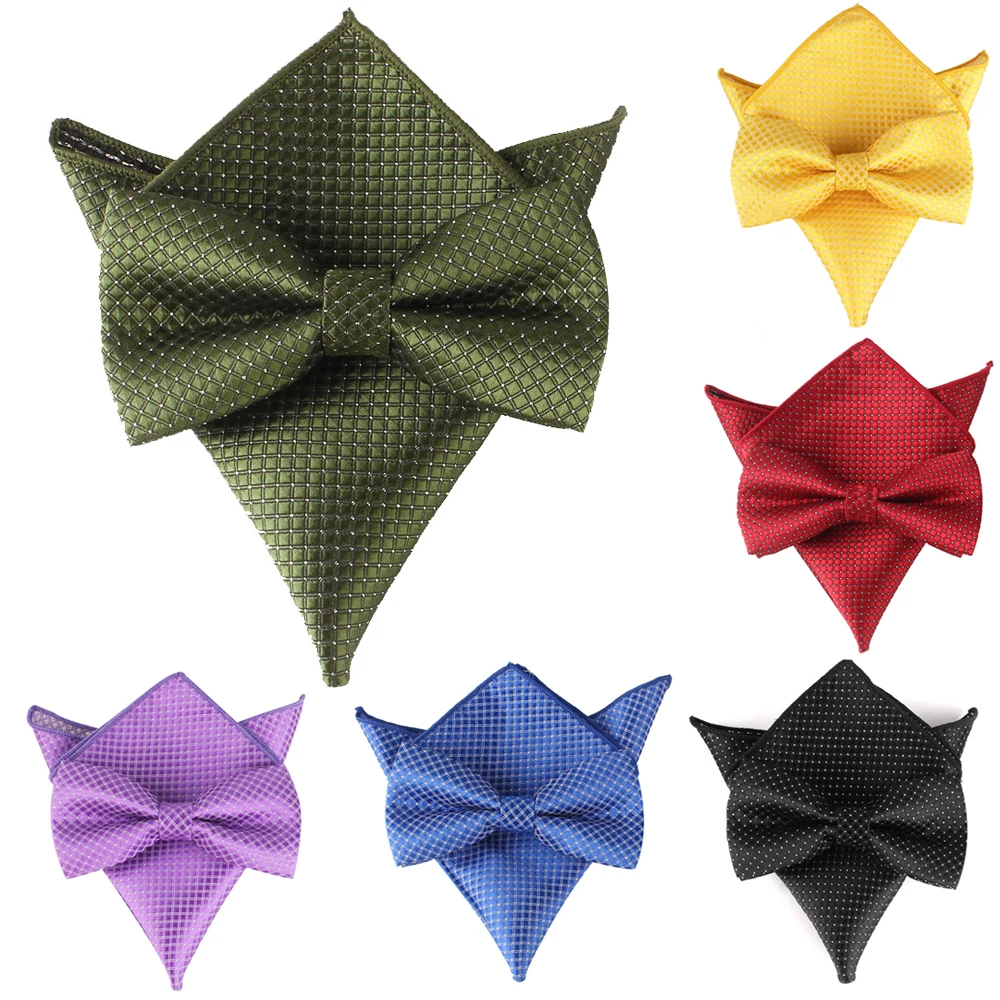 

Bow tie and Pocket Square Set For Groom Fashion Bow tie For Men Women Bow knot Adult Wedding Bow Ties Cravats Groomsmen Bowties