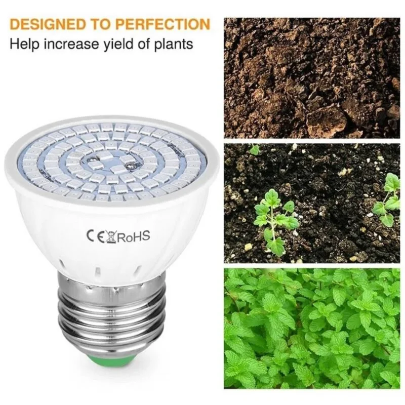 Taza de luz LED para cultivo de plantas E27 E14, taza de luz de relleno para interiores, bombilla hidropónica de espectro completo de 220V, lámpara de crecimiento de plantas púrpura, Lam