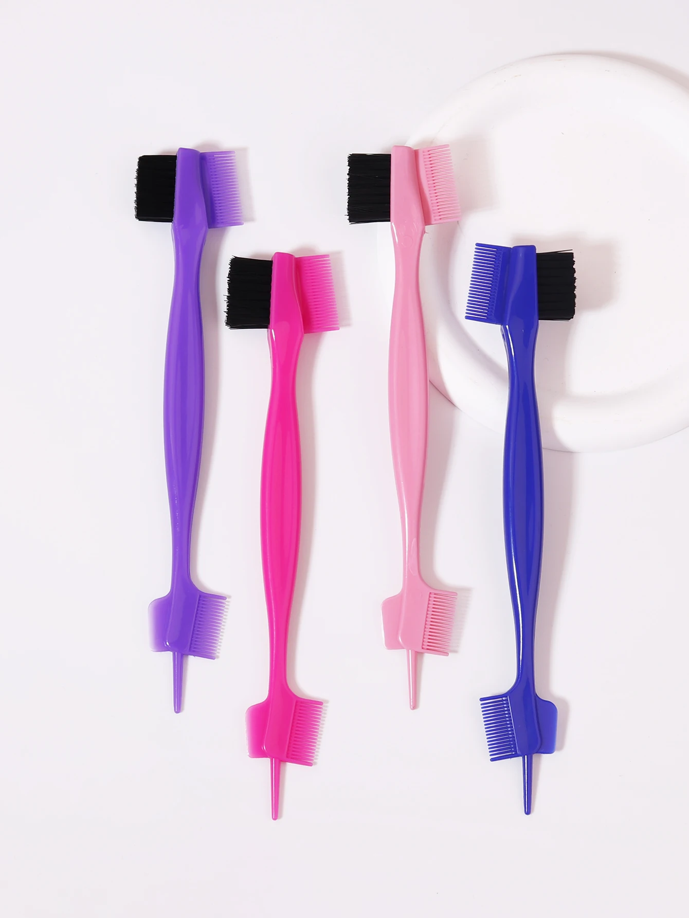 

1pc plastic anti-static double-sided hair salon edge control brush comb brush hair styling tool brush Special for real hair wigs