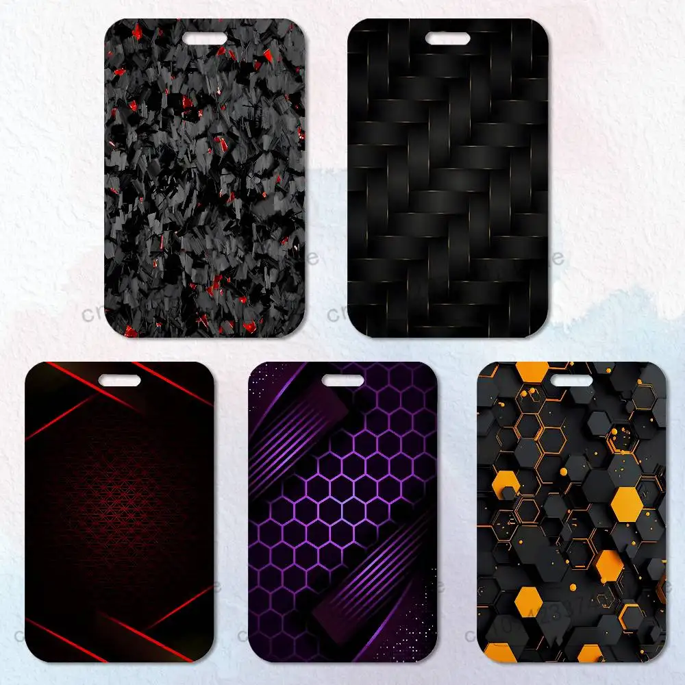 

Cool Carbon Fiber Pattern Card Holder Durable With Carabiner Name Tag Vertical ID Badge Holders Credentials Protection