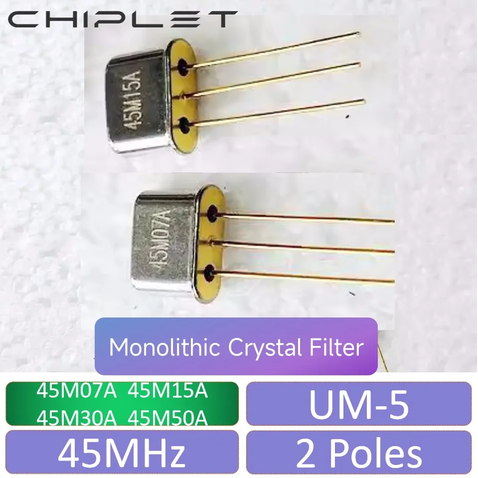 3pcs UM5 3P 45MHz Monolithic Crystal Filter 3pins 45M07A 45M15A 45M30A 45M50A 2 Poles MCF 45M 45.000mhz DIP UM-5