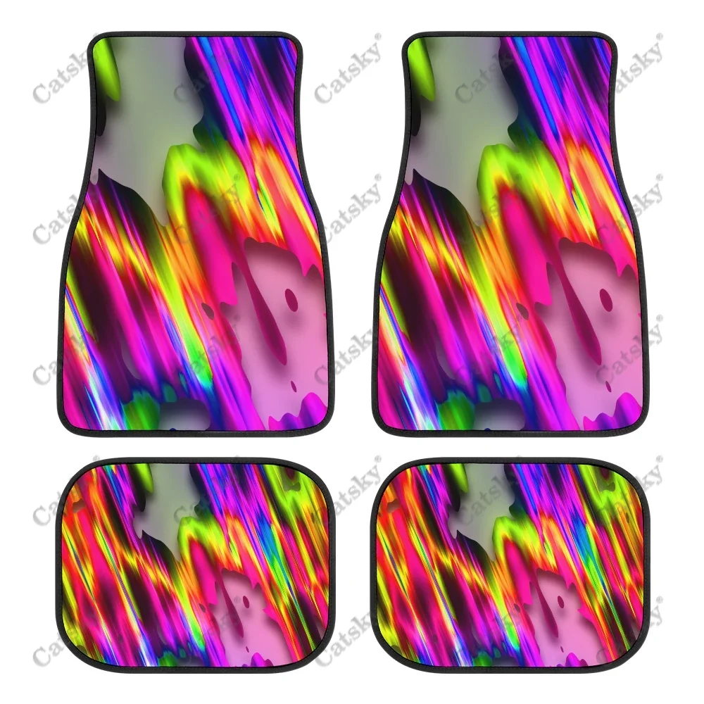 

Multicolor Neon Lines Abstract Car Auto Floor Mats Carpet, Customized Car Floor Mats All Weather Automotive Floor Pad Stylish