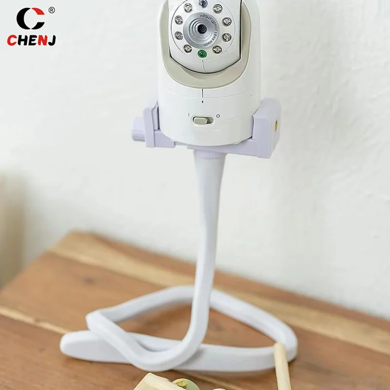 Universal Baby Monitor Holder Longer White Flexible Silicon Baby Camera Stand, Ideal IP Camera Mount Hole-Free Crib Cradle Rod