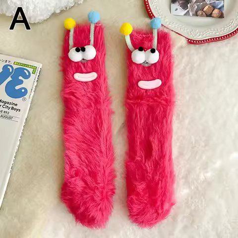 Funny Monster Socks Autumn Winter Coral Fleece Couple Sleep Socks Fuzzy Christmas Stockings Multiple Color Options