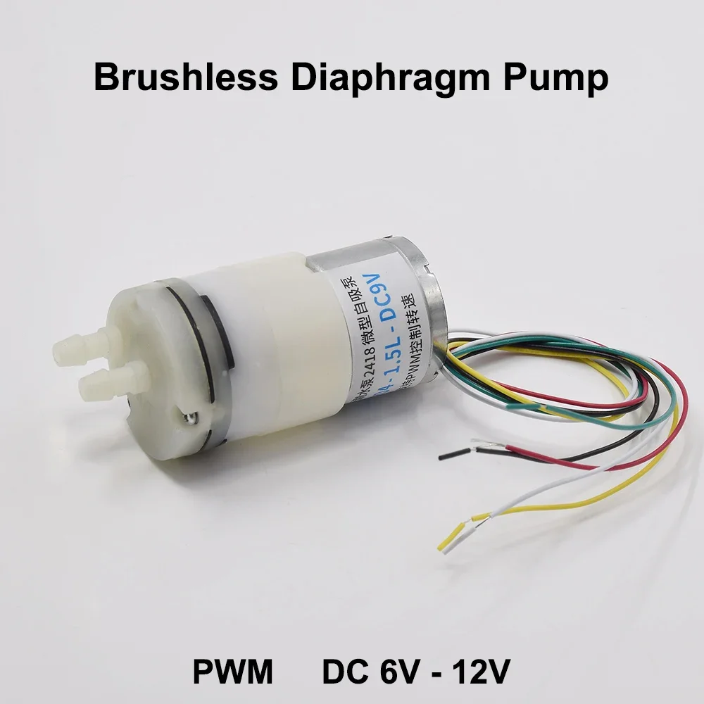 DC 6V-12V Micro 2418 Brushless Motor Water Pump Diaphragm Liquid Dosing Metering Self Priming Pump PWM Control