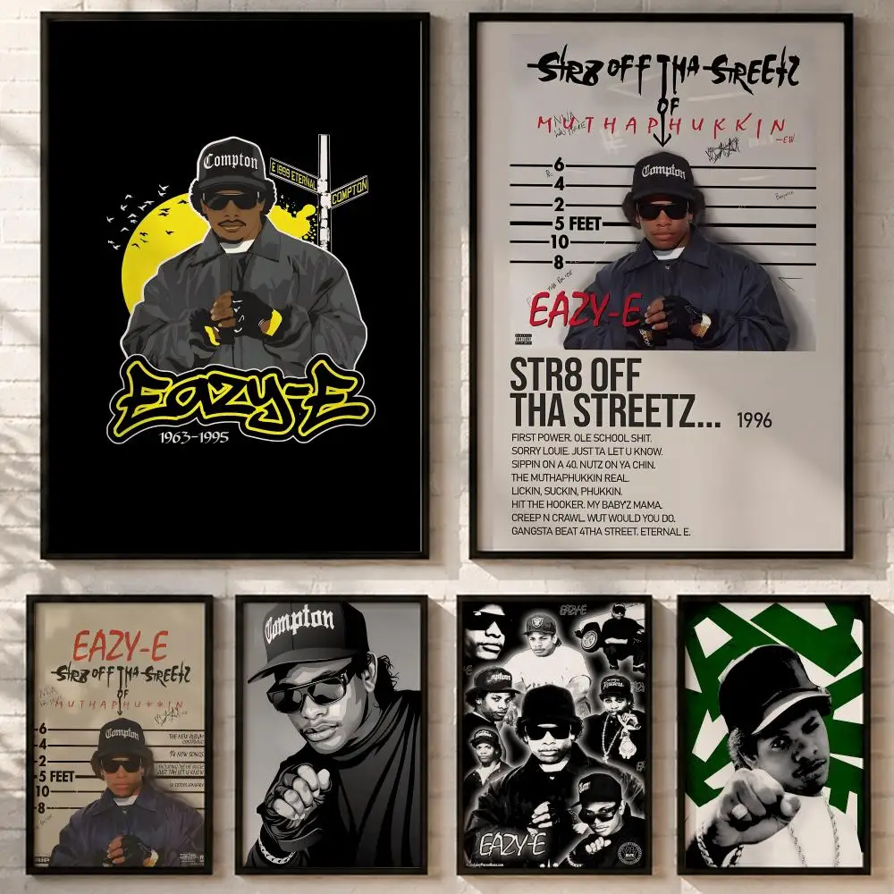 West Gangsta Rapper Eazy-E Poster HD poster wall art self-stick no-residue for home cafe office great gift