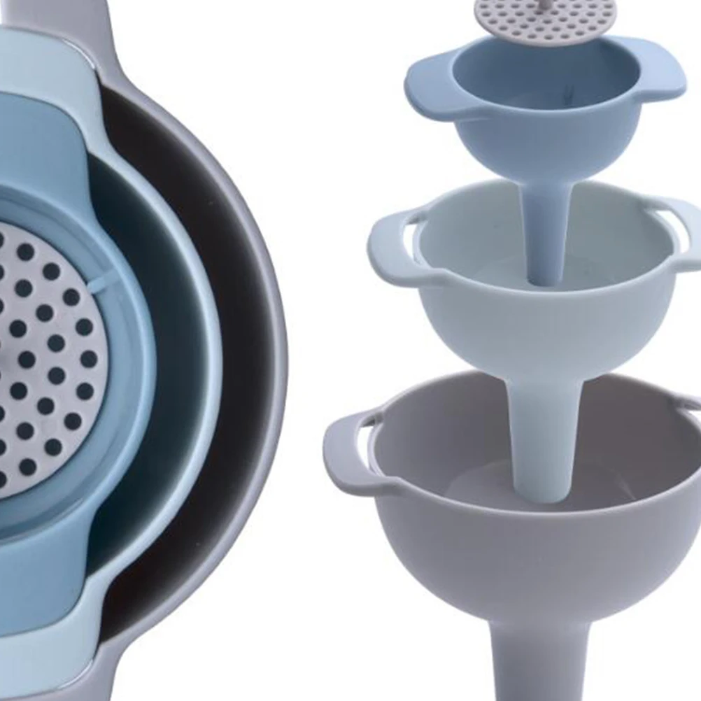 

4Pcs Funnel Set Kitchen Liquid Transferring Oil Household Plastic Portable Ideal Filling Spills Free Tool