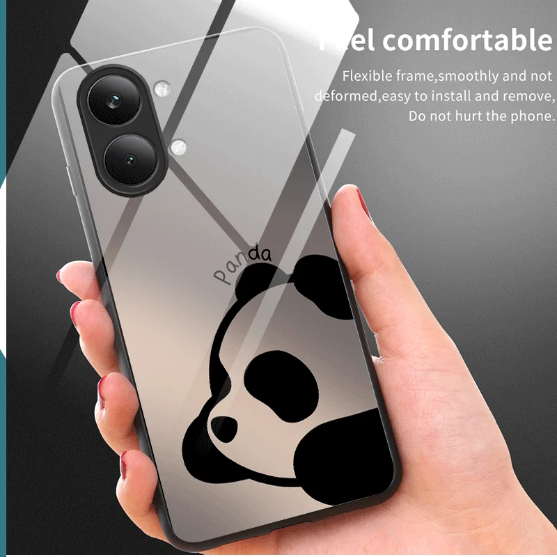 Hard Tempered Glass Case For Xiaomi Poco X8 Max Protective Cover Panda Pattern Back Shell Fundas - view 2