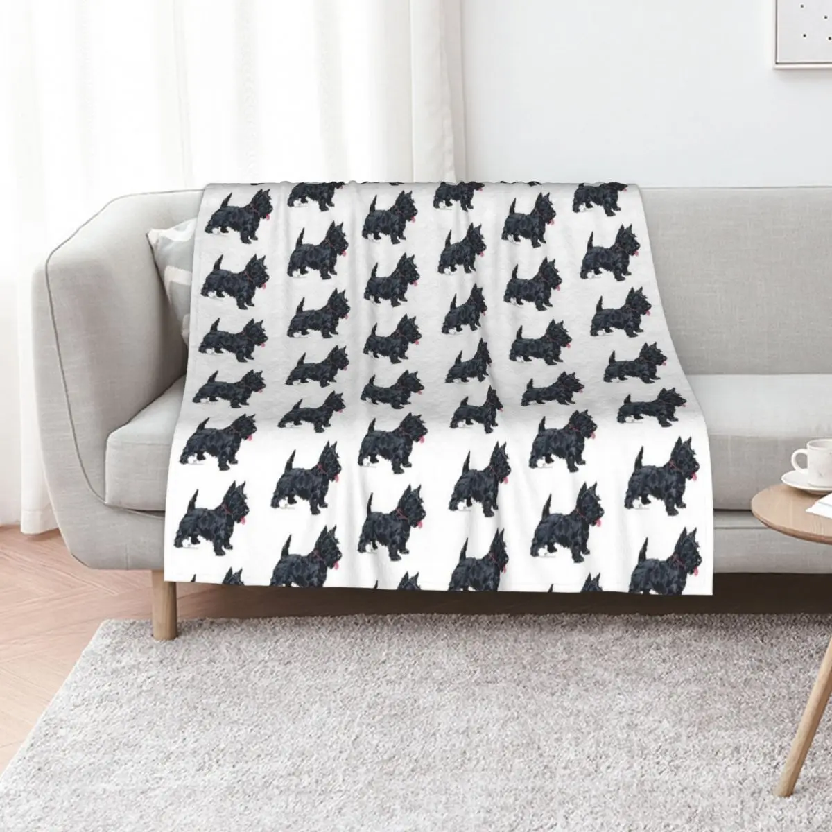 Scottish Terrier Ready to Play Throw Blanket Bed for winter Designers Luxury Sofa Beautifuls Blankets