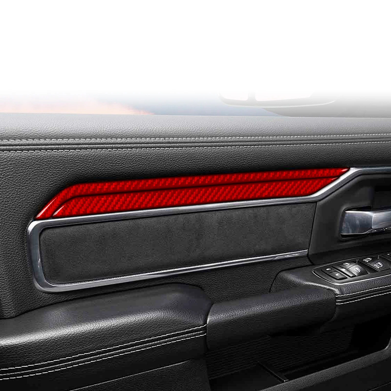 Pour Dodge RAM 1500 2500 3500 2019-2023, garnitures de porte avant en fibre de carbone, accessoires de voiture, modifications, décorations, autocollants