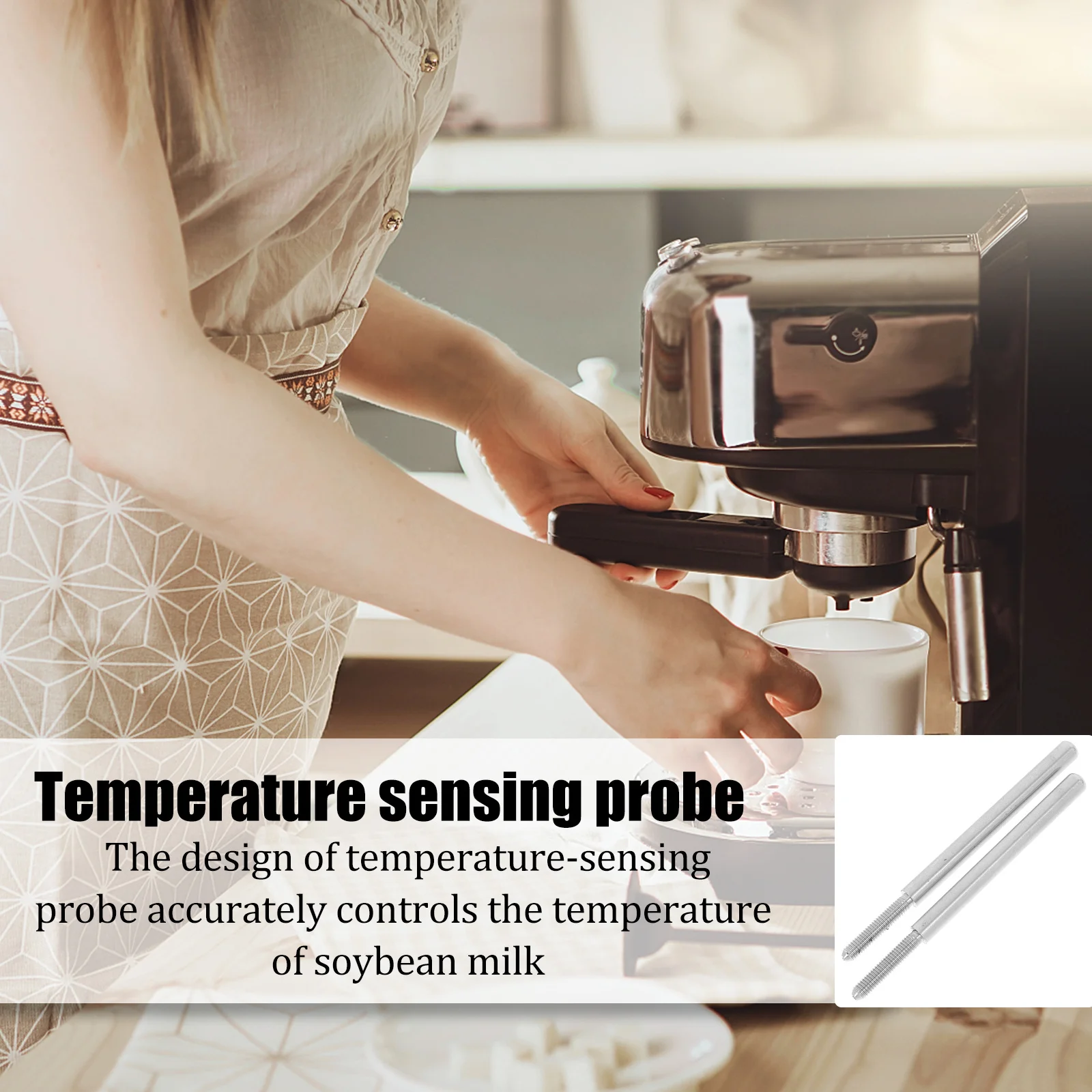 Sonda di temperatura per macchina per il latte di soia con asta per termometro in acciaio inossidabile per schiuma di caffè, latte, cioccolata calda, precisione