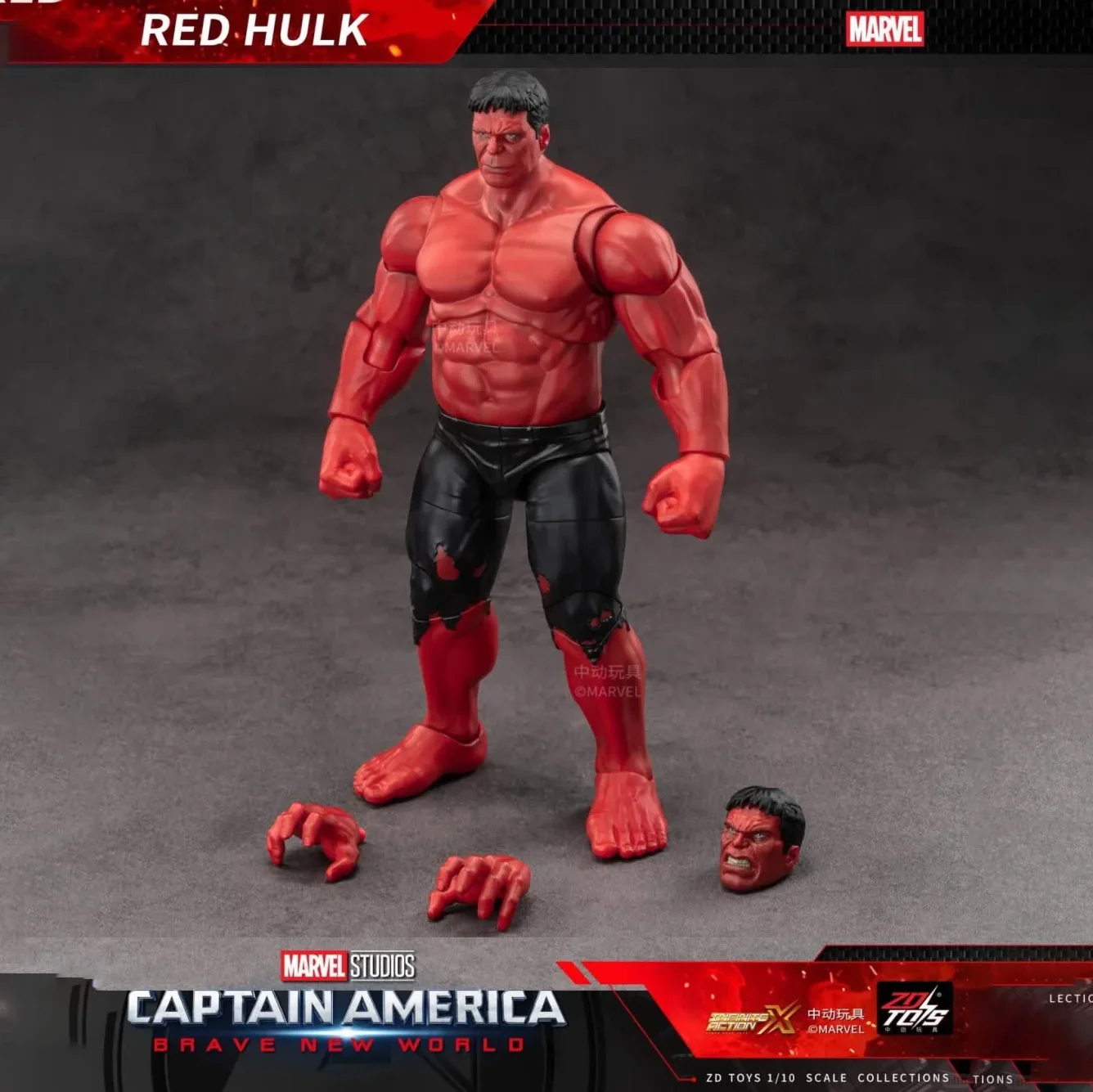 Nouvelles figurines articulées Hulk Rouge Captain America Brave New World de ZD Toys, modèle de collection Avengers, jouet cadeau