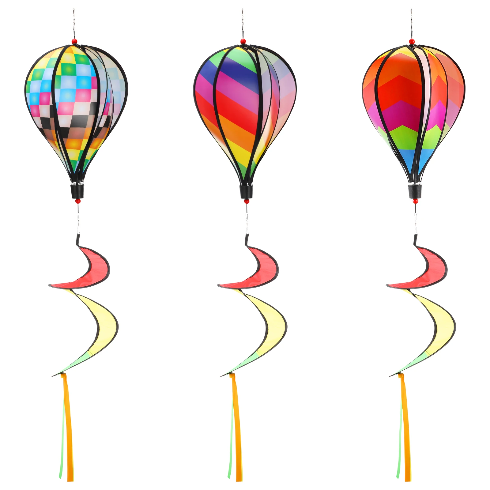 

3 Pcs Hot Air Balloon Windmill Inflatable Spinners Outdoor Decorative Hanging Garden Decoration Sequins Baby