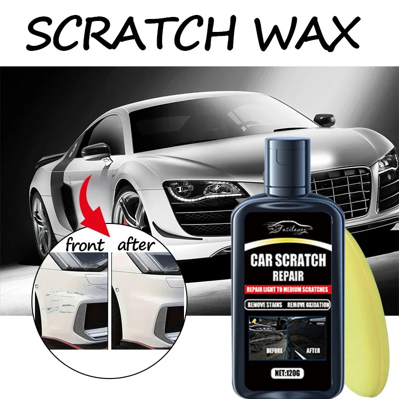 NOWY Wosk do usuwania rys 120 ml - Szybkie usuwanie rys na samochodach, wielofunkcyjny wosk polerski ochronny, do drobnych uszkodzeń.
