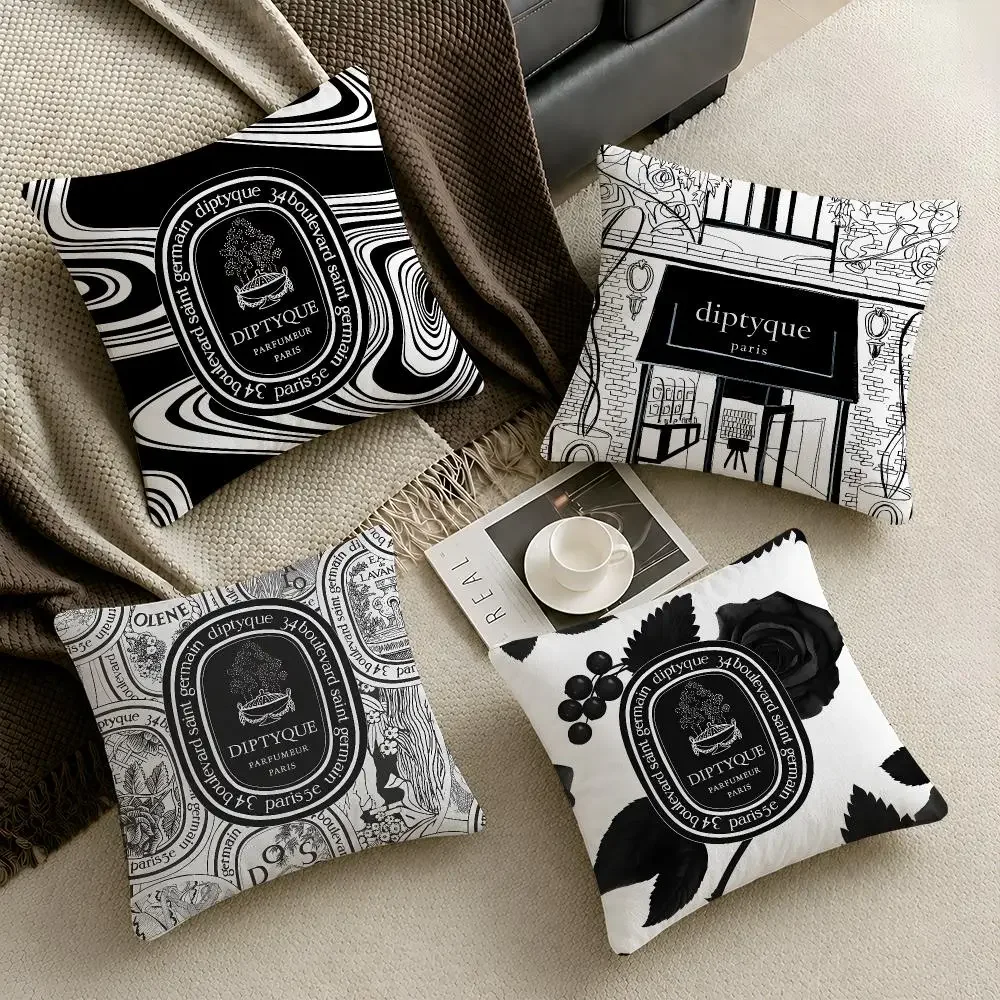 Fragrance D-Diptyque Perfume Cushion Cover  Throw Pillow Soft Short Plush Cozy Durable Colorfast  Sofa Bedroom Home Decor Gift
