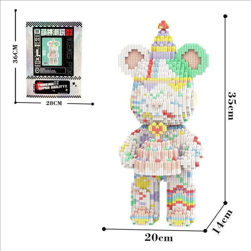 Creative Kawaii Bear Building Blocks,assembly Toys for Boys and Girls Gift,,Ornaments, Home Decor,building Blocks Toy,32cm - view 2