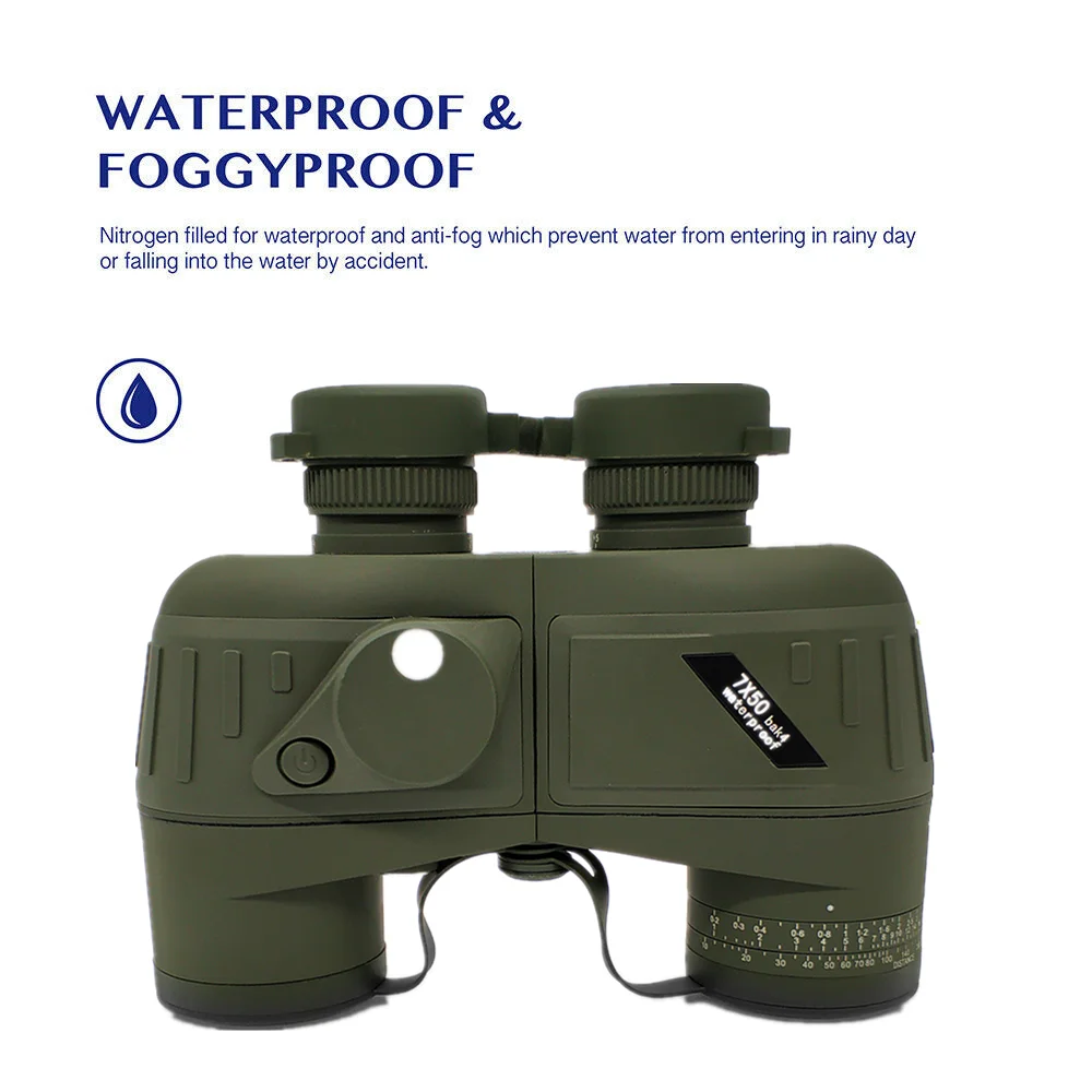 7X50 Rangefinder Binoculars Waterproof Powerful Military Telescope for Marine