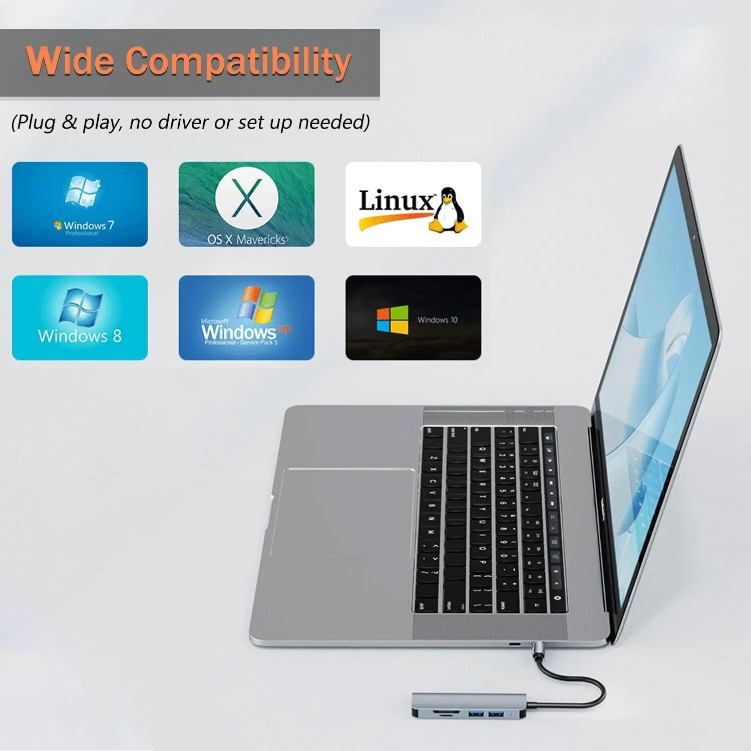 10 Uds 5 en 1 concentrador de USB-C de aluminio 4K 3 puertos USB 3,0 lector de tarjetas de memoria para PC portátiles MacBook Pro/Air IMac Pro Trans de datos de superficie