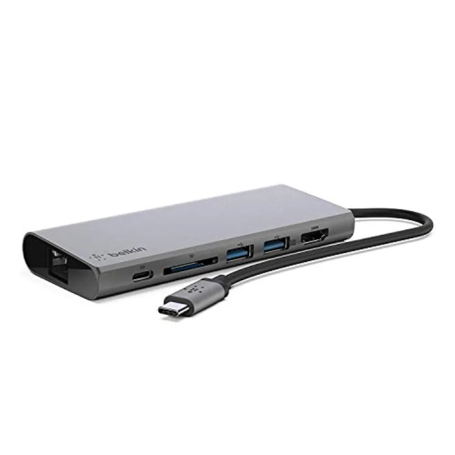 

USB-C Hub 6-in-1 Multi-Port Docking Station for iPad MacBook More with 60W Power Delivery 3.0 4K HDMI USB-A Ethernet SD Card Po