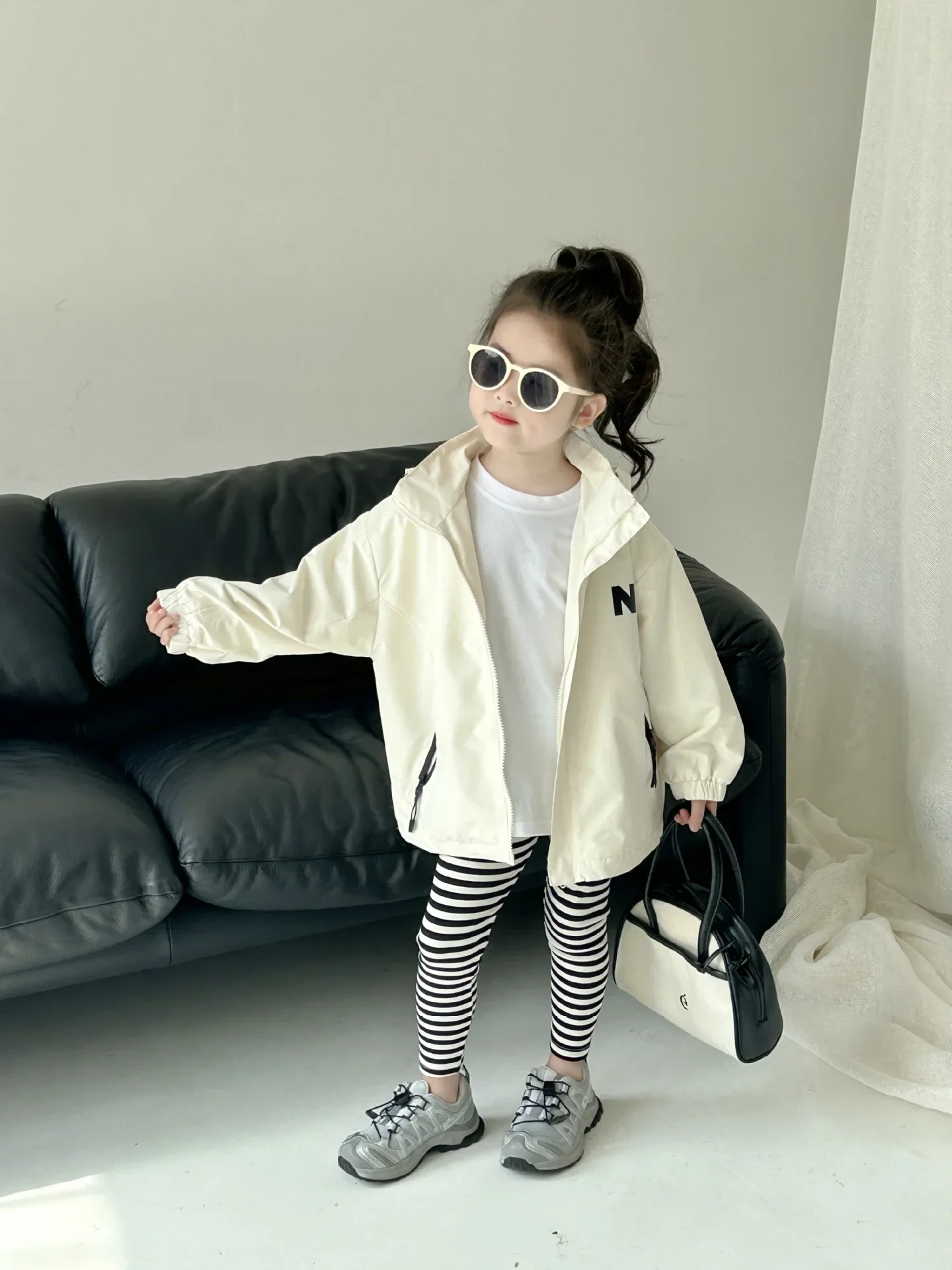 Girl Jacket Coat 2024 Autumn New Children Wear Korean Style Children Wear Girl Hooded Zipper Storm Jacket Baby Fashion Coat