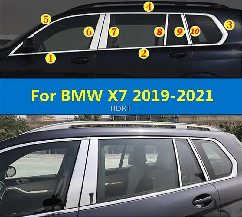 

Для BMW X7 2019-2021 Стайлинг автомобиля оконная отделка полоса Рамка протектор из нержавеющей стали аксессуары для украшения яркая молдинговая крышка