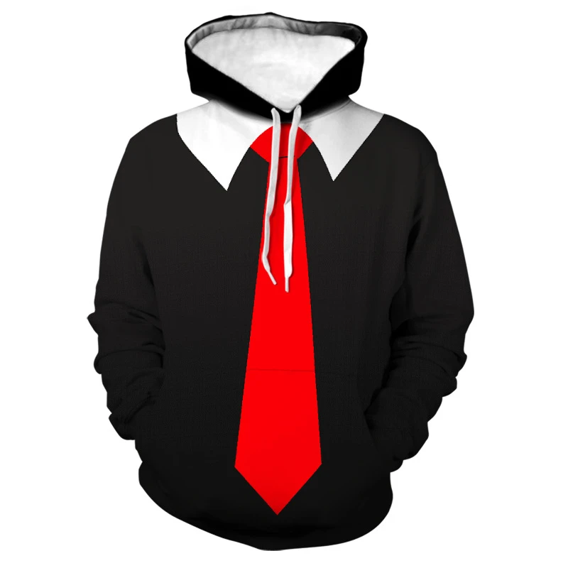 Funny Fake Suit Graphic Sweatshirts Hip Hop Bow Tie 3D Printed Hoodie For Men Clothes Bachelor Party Pullover Party Cosplay Tops