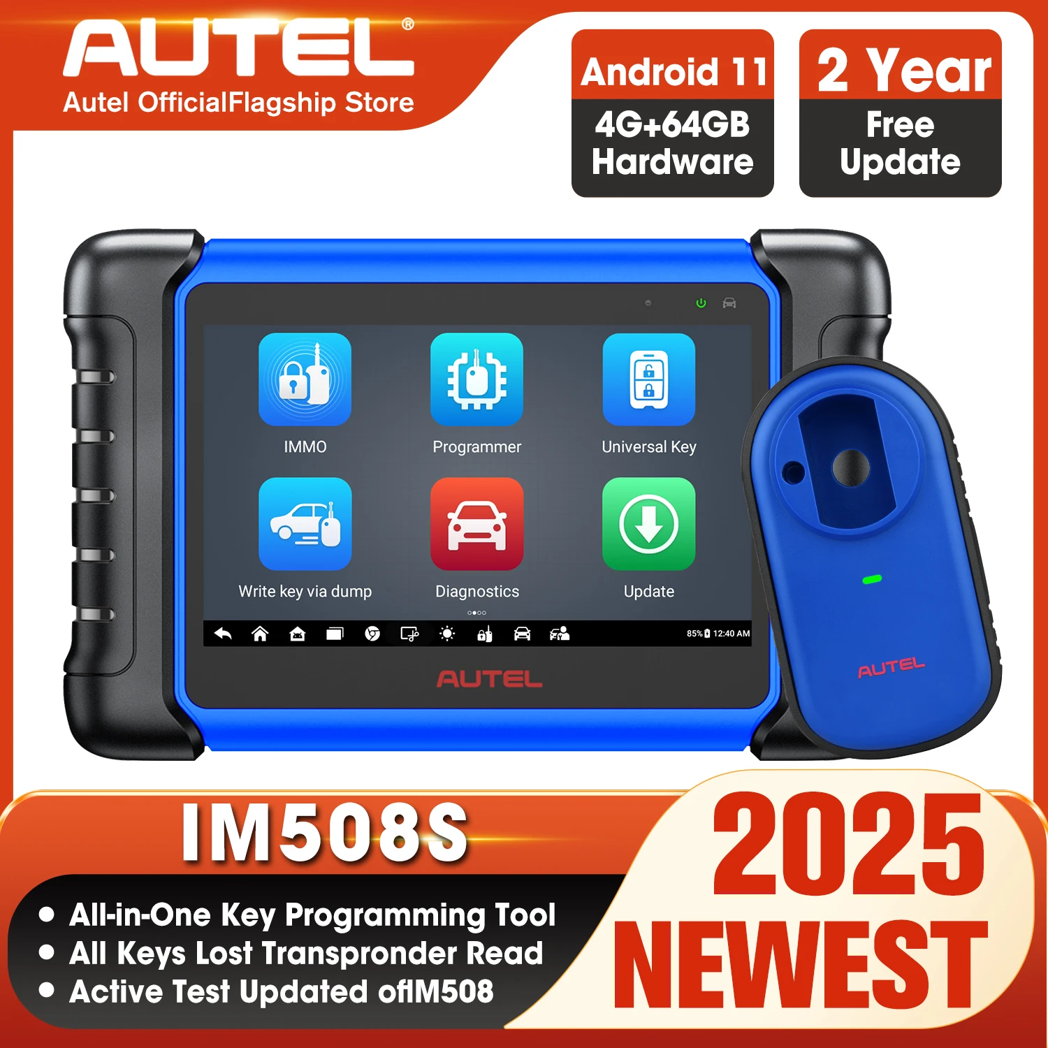 Autel MaxiIM IM508S XP400 PRO Car Key Programming Tool OBD2 Scanner IMMO Key Programmer,Active Test, 28+ Services PK KM100 IM508