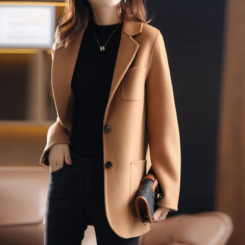 Fat New Product 2025 Women's Woolen Oversized  Temperament  Slim Fit Jacket Korean Wholesale Small  Suit with Added Fat and Size