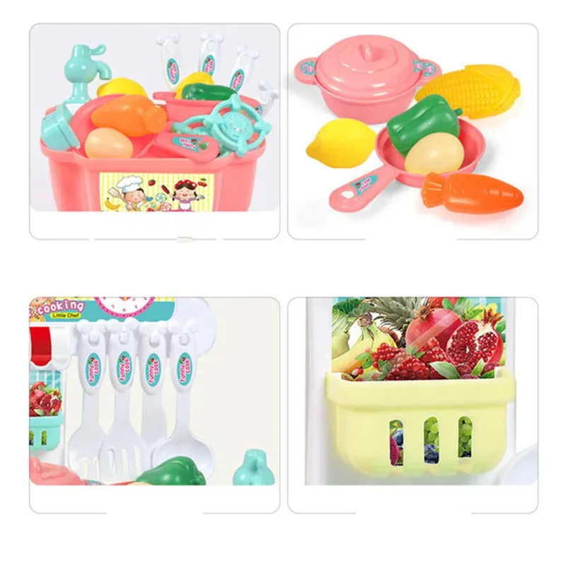 22Pcs Kids Mini Kitchen Cooking Toy Set Pretend Cooking Food Play With Pots Patelnie Cookware Play Role Playing Toys Girls Gifts