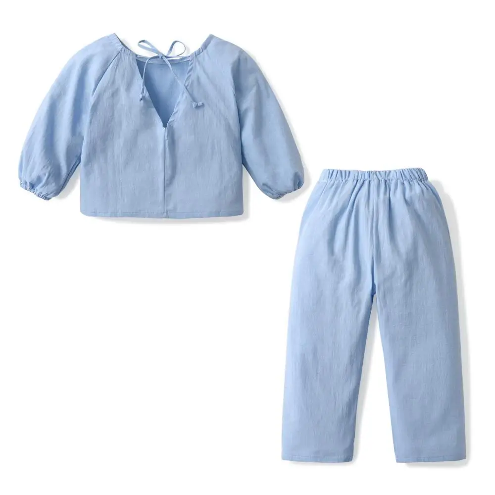 2024 Factory OEM Children's Fashion Clothes Ser for Girls Summer Toddler Girl Cotton Linen Set Custom Colors Baby Clothing