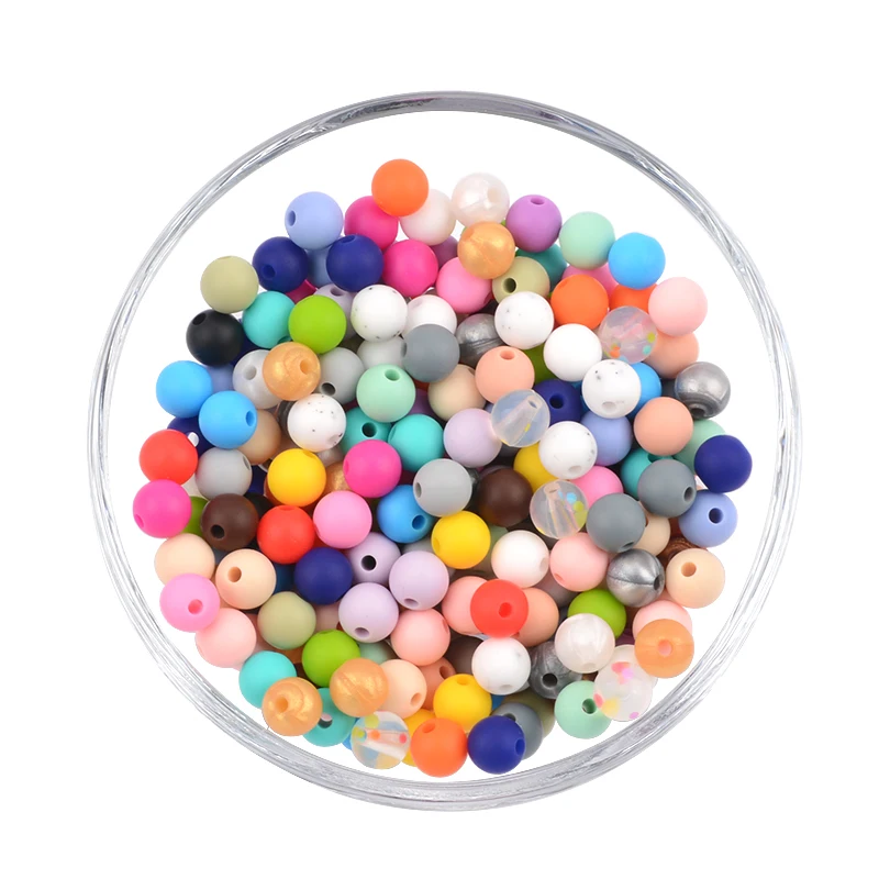 LOFCA Wholesale 20pcs/lot Silicone Beads 15mm Round Shaped Loose Tie Dye Beads Baby Teething Toys DIY Food Grade Chewable Beads