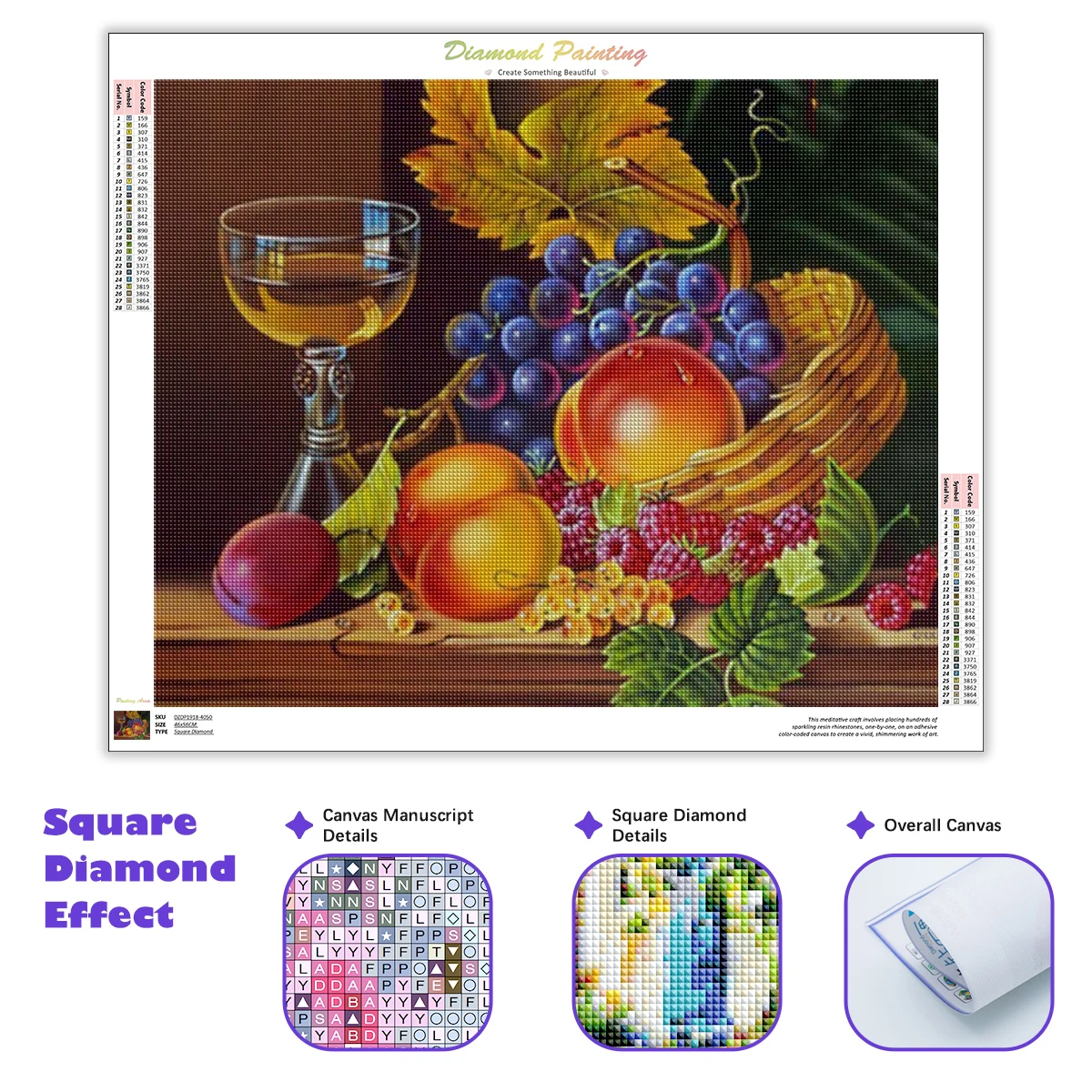 5D DIY Diamond Painting Full Round Square Landscape Grape rhinestones Diamond Embroidery Still life Mosaic Decortion