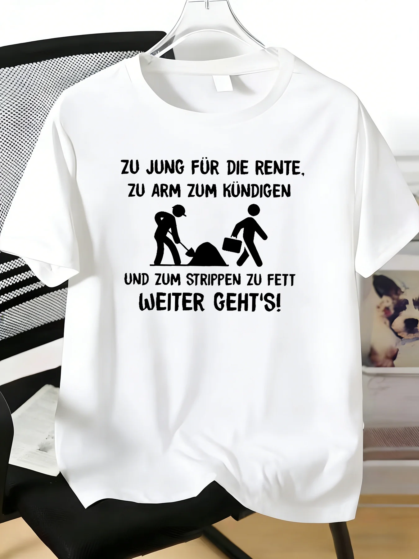 Men Crew Neck Short Sleeve T Shirt Funny German Work Slogan Worker Silhouette Print Soft Cotton European Humor Casual Daily Tops
