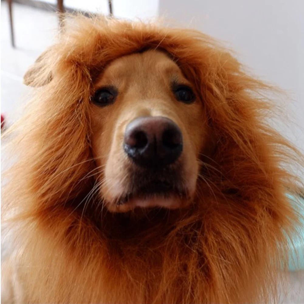 Pet Dog Cosplay Clothes Lion Mane For Medium To Large Dog+Ear Pet Supplies Cute 1 Piece C