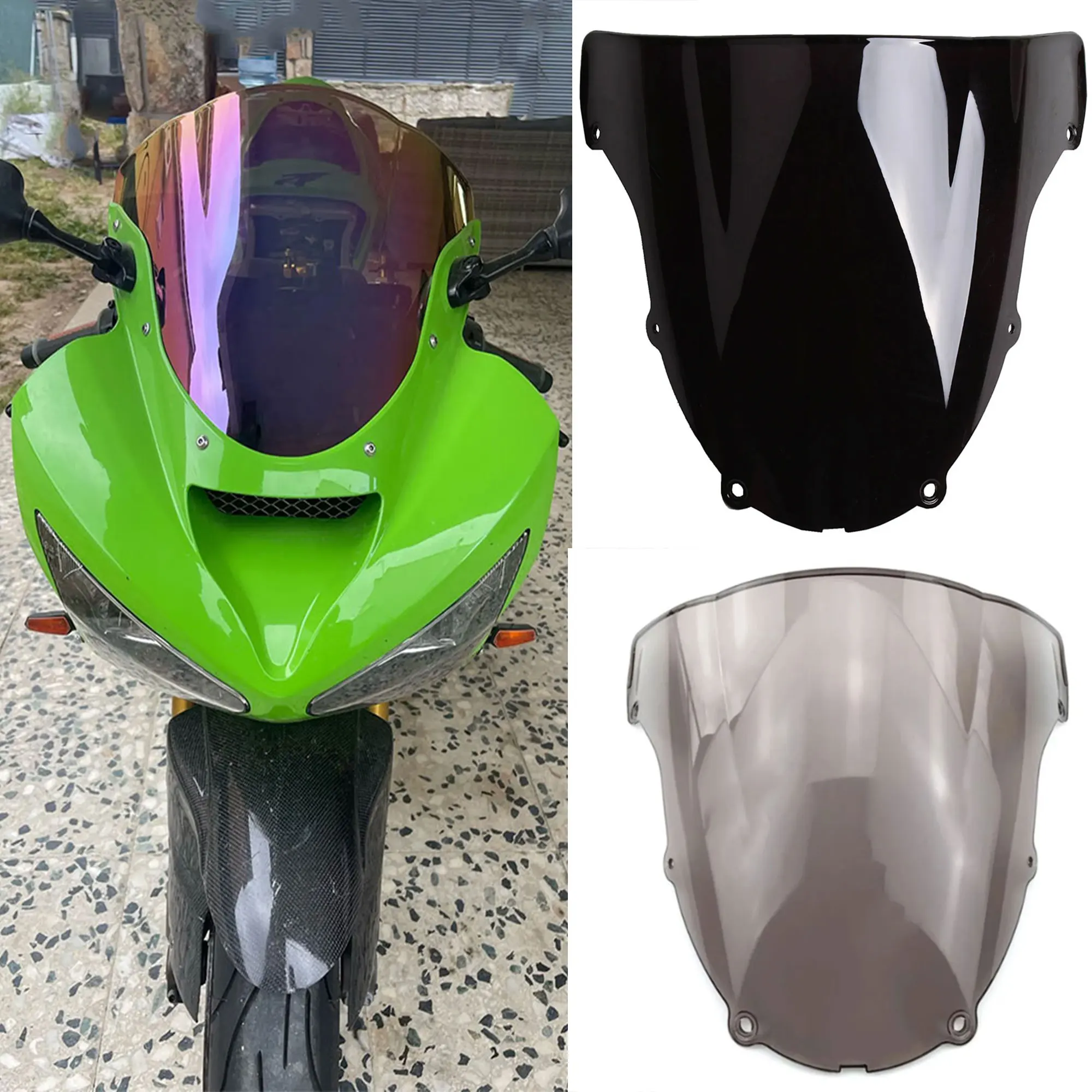 Motorcycle Double Bubble Windshield Deflector Protector Wind Screen For Kawasaki Ninja 636 ZX6R ZX-6R ZX 6R ZX636 2003 2004 view 3
