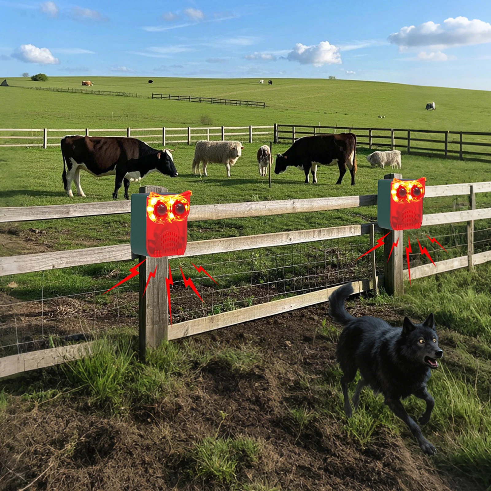 

Solar Motion Sensor Alarm Dog Barking&Gunshot Sound Home Security Alarm Animal Repeller Loud Noise Maker for Yard Garden