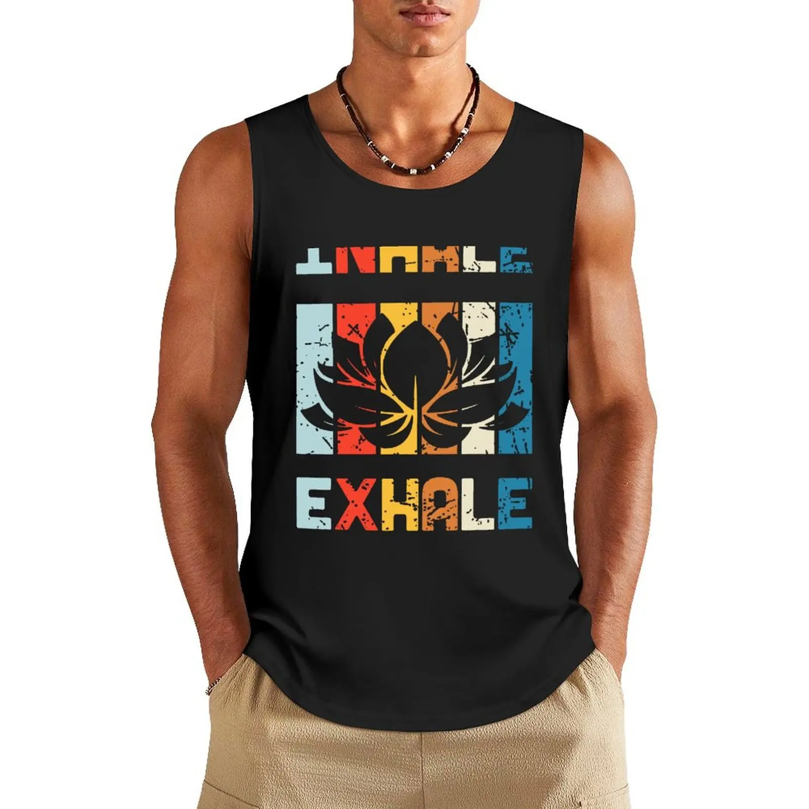 Inhale Exhale Vintage Yoga Meditation Yoga Lover Tank Top sleeveless vests Top gym clothing