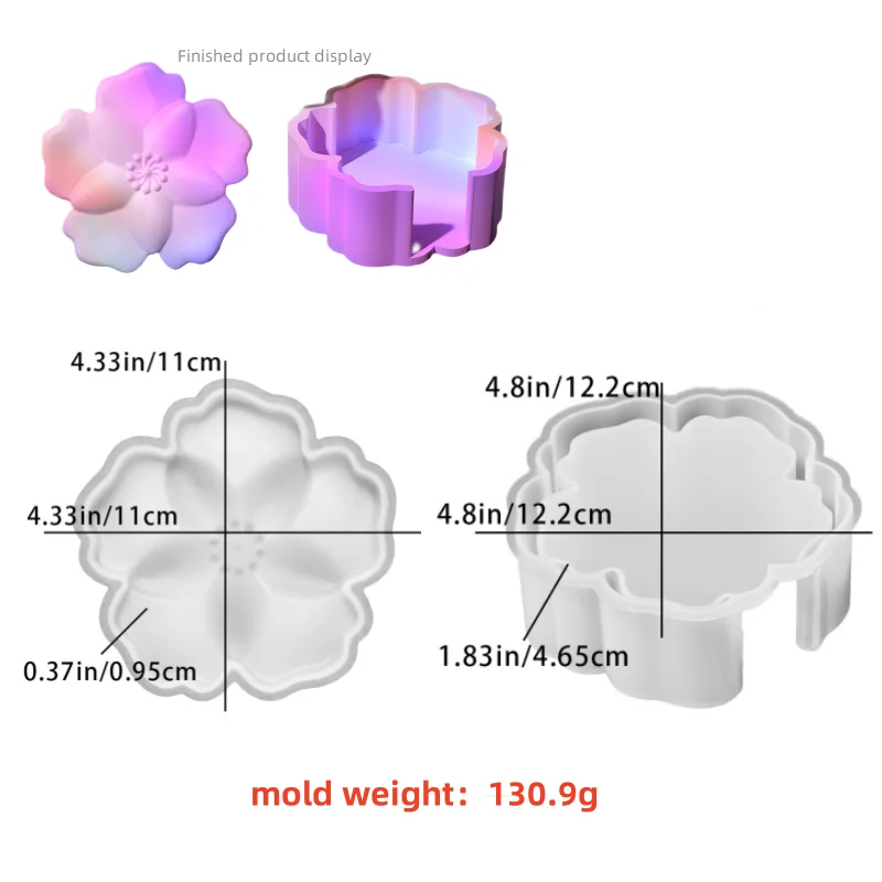 Blumenförmige Untersetzer-Gipsform aus Silikon, DIY-Bastelset mit Aufbewahrungsbox, Kristall-Epoxidharz-Formen, Kreative Heimdekoration – Detail 8