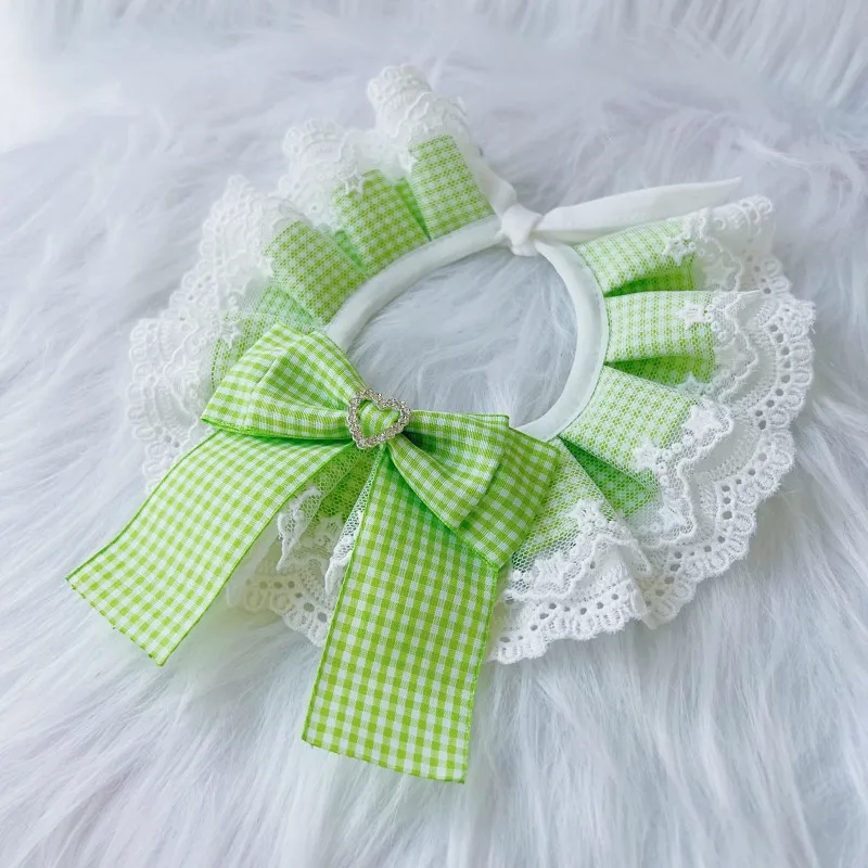 Plaid Dog Bow bavaglini collare sciarpa di pizzo papillon lavabili fazzoletto bandane Puppy Cat collana accessori per animali bavaglini per cani e