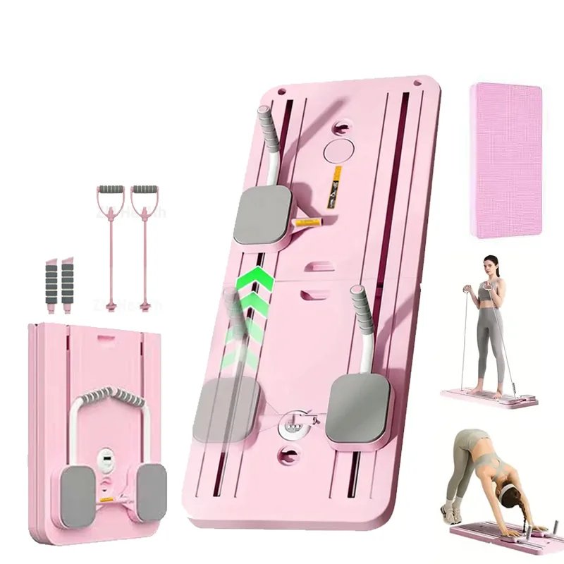 Tabla de Pilates plegable multifuncional, equipo de Pilates, equipo de gimnasio seguro para el hogar, tabla abdominal con bandas de resistencia