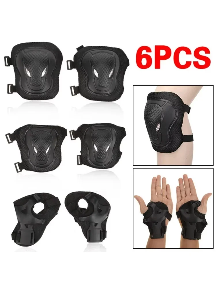 Women Men Elbow Wrist Knee Pads Protective Gear Set Skate Roller Cycling Bike 6pcs Set of Roller Skating Ice Protection Knee Pad