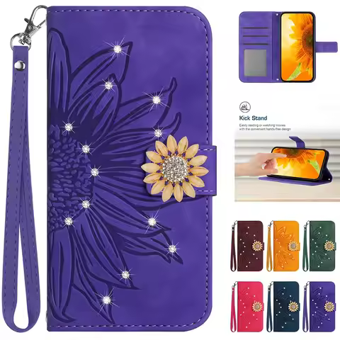 Flash Drill Wallet Clamshell Case For Samsung Galaxy S22 S21 S20 Ultra FE S10 Plus S9 S8 A12 A13 A32 A33 A52 A53 A72 A73