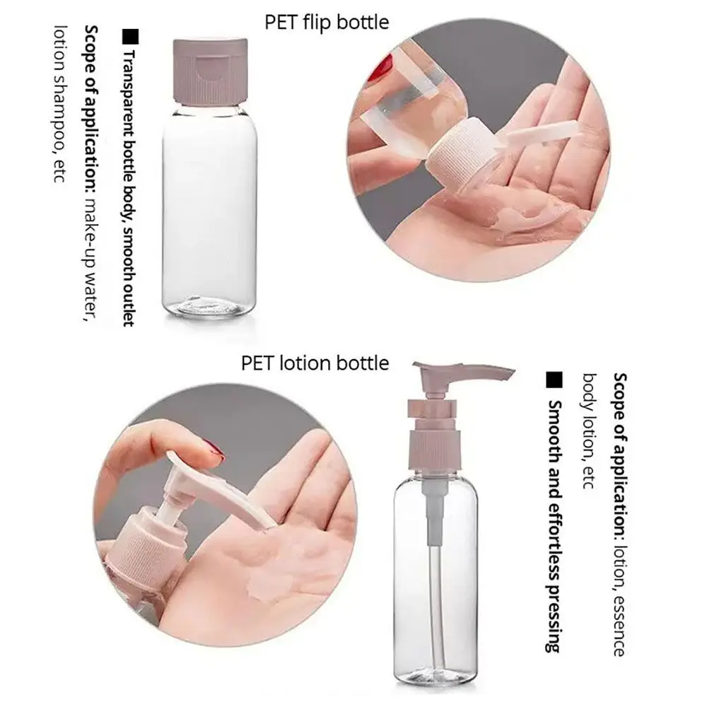 11Pcs/Set Squeeze Tubes Travel Bottles Set With Storage Bag Fine Mist Liquid Cream Lotion Containers Empty Refillable