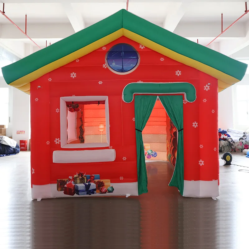 Christmas Festival Outdoor Tent Inflatable House for Xmas Portable Santa's Grotto Backyard Tent