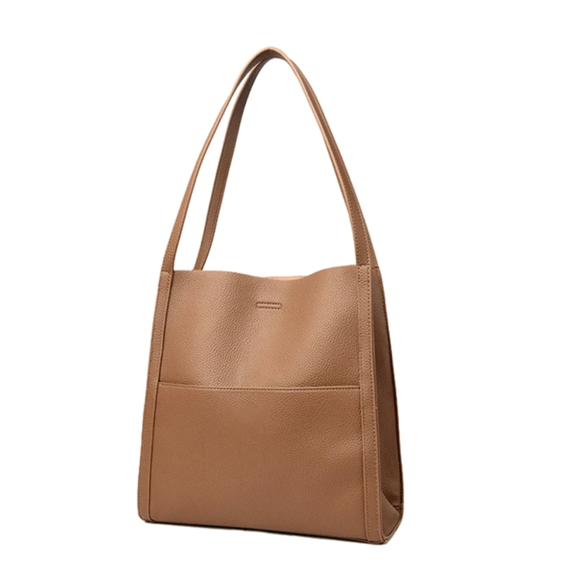 Fashion PU Bag Large Capacity Shopping Bag Solid Color Tote for Girl Women