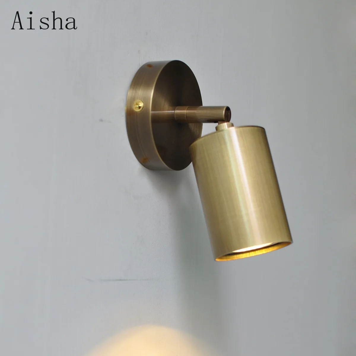 

Медный настенный светильник изголовье спальни, простой мини-вращающийся регулируемый угол наклона, настенные бра для украшения дома