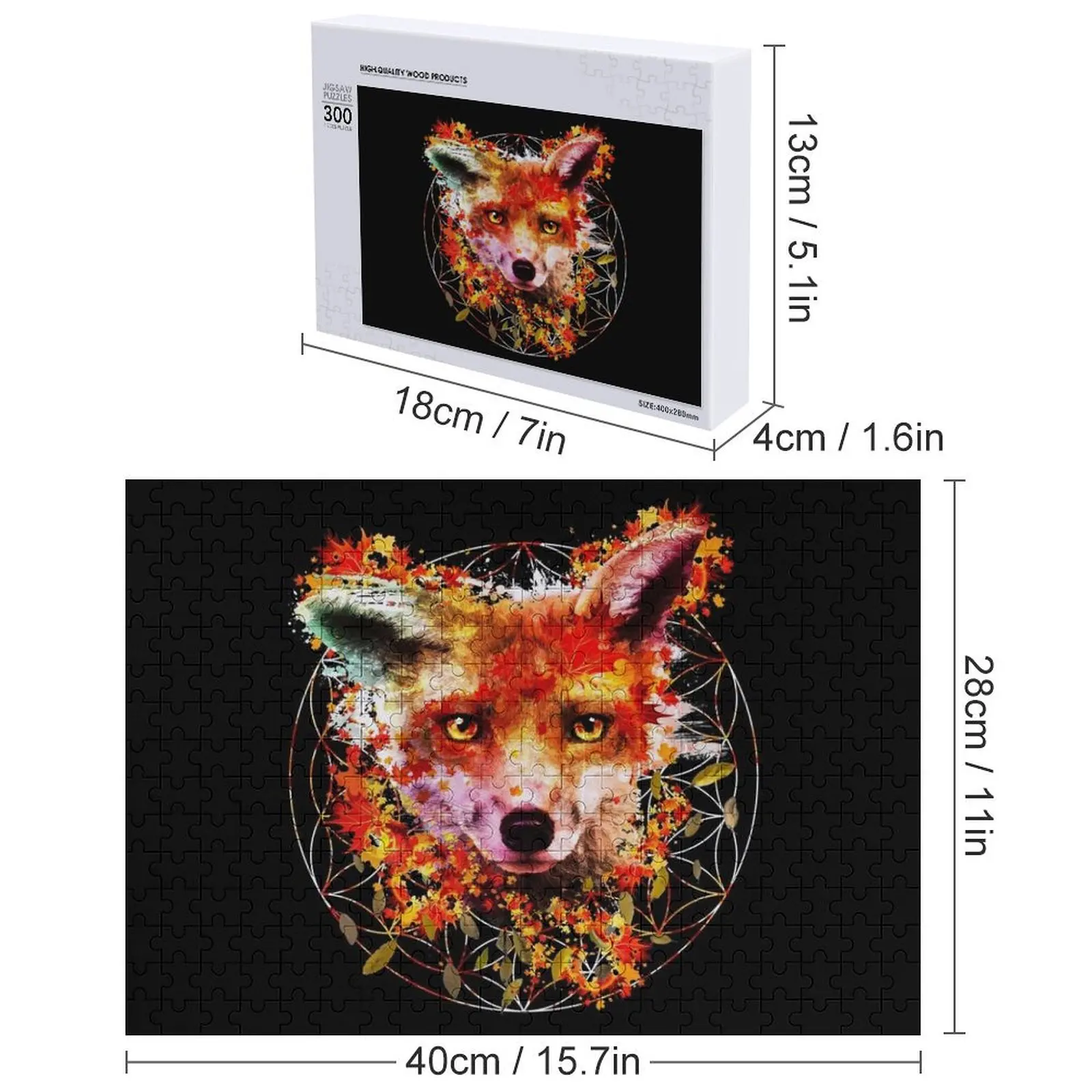 수채화 여우 직소 퍼즐 게임 어린이 유아 장난감 나무 성인 퍼즐