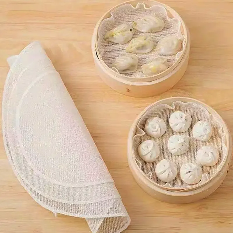 5Pcs 28CM Pure Cotton Steamer Cloth Household Drawer Cloth Steamed Rice And Bun Mat Round Cotton Gauze Kitchen Steamer